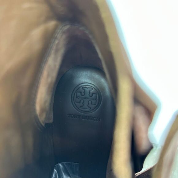 Tory Burch Women’s Sofia Cognac Leather Wedge Zip Almond Toe Ankle Bootie - Picture 11 of 13